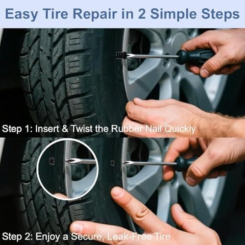 COOSLIM 60PCS Tire Repair Rubber Nail, Rubber Vacuum Tire Repair Spiral Screws Kits, Self-Service Tire Screw Plugs Quick Repairs Tool for Car, Motorcycle, Truck, Tractor Tires Puncture Repair (60) - Thumbnail 4