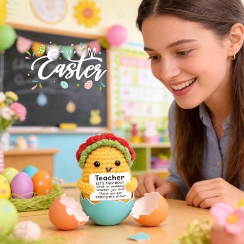 Teacher Valentine Easter Gifts Teacher Appreciation Week Thank You Going Away Farewell Gifts for Women Get Well Birthday Valetines Gift for Teachers Female Mini Cute Teacher Gift Positive Taco Crochet - Thumbnail 3