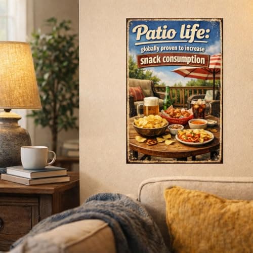 Patio Life Vintage Metal Tin Sign 8x12 Inch Retro Outdoor Wall Decor Globally Proven To Increase Snack Consumption Funny Patio Artwork For Backyard Deck Porch Garden Bar Home - Thumbnail 3