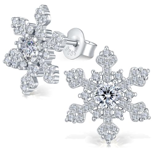 0.5CT Moissanite Snowflake Earrings Brilliant Jewelry for Women D Color VVS1 S925 Sterling Silver 18K White Gold Plated for Mother Love Friend Mother’s Day Birthday Gift for Her - Image 1