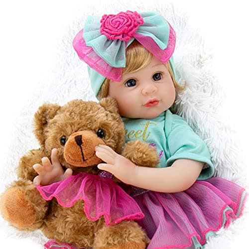 Milidool Lifelike Reborn Baby Dolls, 22 inch Weighted Cute Soft Body Realistic Newborn Baby Doll Real Life Baby Dolls Girl Gift with Feeding Toy Accessories Set for 3+ Years Old Kids, Grandma - Image 1