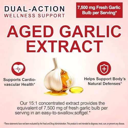 Premium Aged Garlic Extract Capsules – 7,500mg Fresh Garlic Equivalent, Aged Garlic Supplements, 24-Month Low-Temp Aging, Support Heart Health, Immune Boost Antioxidant Benefits, Natural Garlic Aroma - Thumbnail 4