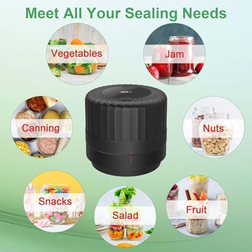 SelePow VP06+ Mason Jar Vacuum Sealer, Electric Vacuum Sealer for Jars with Wide and Regular Mouth Mason Lids, Cordless Handheld Jar Vaccum Sealer for Food Storage, Ideal Present for Mom, Wife, Black - Thumbnail 6
