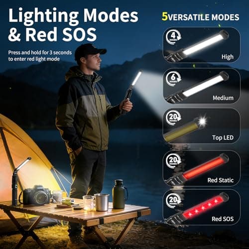 Lisaruq Magnetic Work Light Rechargeable, 1200LM，360° Folding LED Mechanic Light with Magnet Base, Type-C Automotive Inspection Flashlight, Tool Gifts for Men，2-Pack - Thumbnail 4