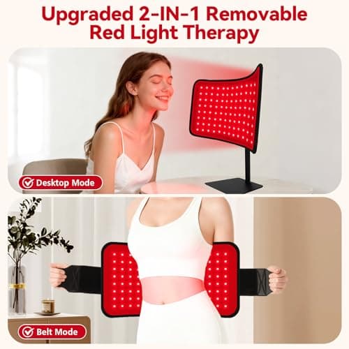 Red Light Therapy for Face Body, 2-in-1 Red Light Panel Device with Belt, 660nm & 850nm Near Infrared Light Therapy Lamp with Remote Control, 5 Adjustable Brightness & Timer, Gift for Women Men - Thumbnail 2
