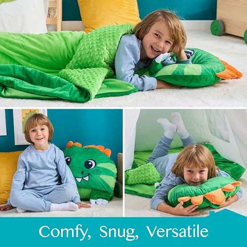 JOIEDOMI Kids Sleeping Bag Toddler Nap Mat with Pillow & Blanket 60" x 39" for Kids Ages 3+ Soft Plush Sleeping Mat Dinosaur for Preschool and Boys Girls Kindergarten Daycare Sleepover - Thumbnail 6