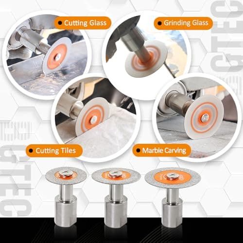 BGTEC Diamond Mini Glass Cutting Saw Blade - 5PCS 2" (50MM) Tile Cutting Discs with 5/8"-11 Thread Flange for Glass Jade Crystal Wine Bottle Tile - Thumbnail 3