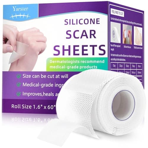 Yarster Medical Grade Silicone Scar Sheets, Silicone Scar Tape(1.6"x 60" Roll-1.5M), Scar Tape for Surgical Scars, Burn, C-Section, Keloid Scars, Acne Treatment, Stretch Marks Removal - Image 1