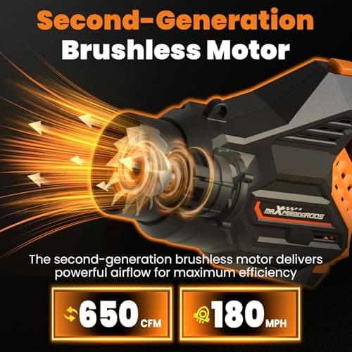 maXpeedingrods Leaf Blower Cordless, 650CFM Electric Leaf Blower with 2 x 4.5Ah Batteries & Fast Charger, 180° Deformation Blower, Lightweight Leaf Blower for Lawn Care, Garden, Patio & Outdoor Clean - Thumbnail 3