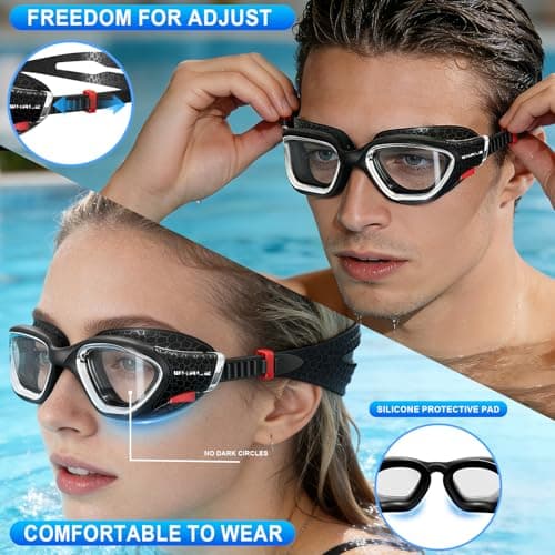 Whale Swim Goggles, HD Anti-Fog Goggles, Unisex | 100% UV Protection | Anti-Fog Design (Black) - Thumbnail 5