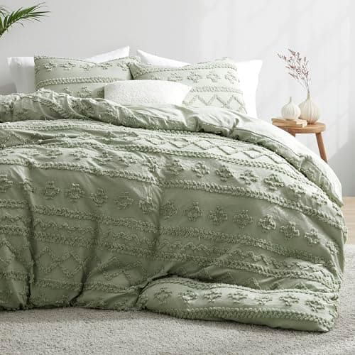 Oli Anderson Mist Sage King Comforter Set Tufted Bedding Set King 3 Pieces, Boho Shabby Chic Comforter with 2 Pillowcases (Mist Sage,King) - Image 1