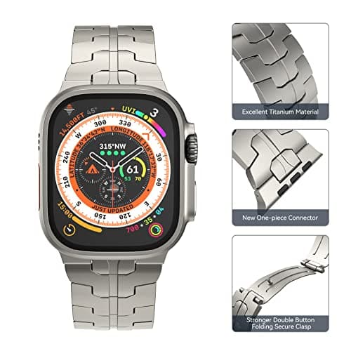 LULULOOK Grade 2 Pure Titanium Ultra 3 Band, Men's Lightweight Titanium Metal Band for Apple Watch Ultra 3/Ultra 2 / Ultra 49mm with Foldable Clasp - Thumbnail 4