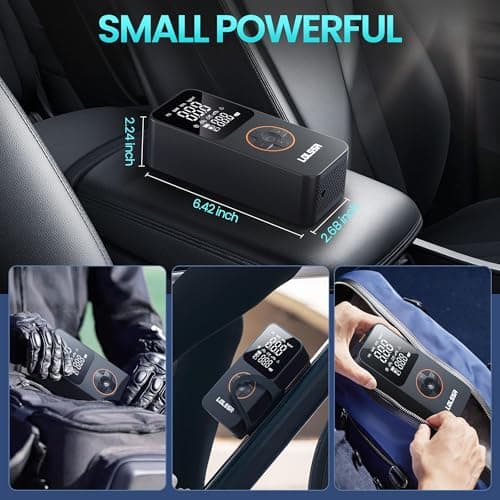 Tire Inflator Portable Air Compressor-Tire Pump 150PSI Cordless Electric for Car, Motorcycle, Bike, Ball, with Tire Gauge Pressure, Dual-Use Type（Dark） - Thumbnail 5