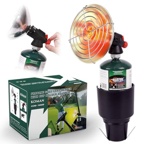 KOMAN Golf Cart Heater,Outdoor Propane Heater with Golf Cart Cup Holder,Self Ignition Safe Cordless Golf Cart Accessories for Most Golf Cart EZGO, Yamaha, Club Car(Fuel not inculded) - Image 1