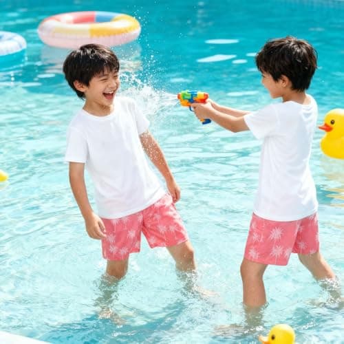 Cozople Boys Compression Swimsuits Coconut Trees Print Swim Trunks Boxer Liner Swim Trunk Anti Chafe Swimsuits Bathing Suits Hawaiian Swimming Trunk Swimwear Size 18-20 - Thumbnail 2