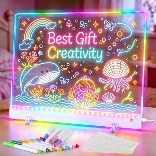 Led Drawing Board for Kids, 16.5IN Light Up Drawing Tablet, Doodle Glow Dry Erase Drawing Pad with 11 Light Effects, Birthday Kindergarten Graduation Gifts for Kids Girls Teens, Stencils & 12 Markers - Image 1