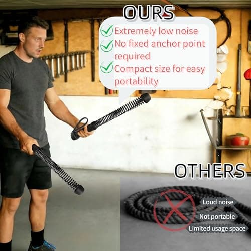 Ropeless Battle Ropes for Home Gym for Men & Women, Portable Cordless Weighted Workout Rope Set with Storage Bag & Workout Guide, Cordless Battle Ropes Alternative for HIIT Cardio(Black) - Thumbnail 5