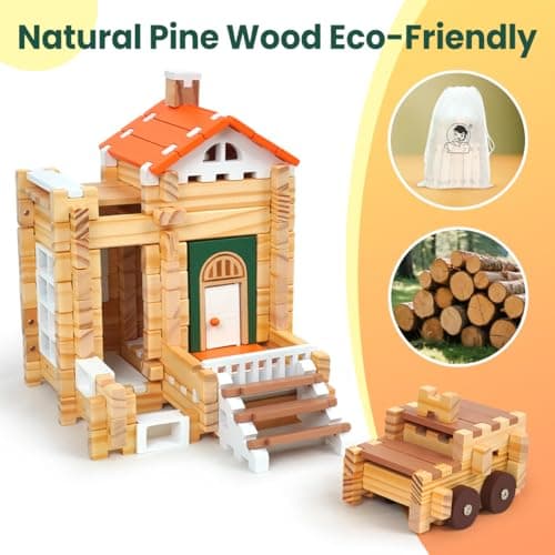 Jovi-mindly＆Notchies Space Wooden Blocks Set 101 PCS Create 40+ Shapes,Toys Educational Wooden Building Blocks Puzzles for Kids Ages 5-8 Boys and Girls,Truck/Excavator,FSC Certified - Thumbnail 5