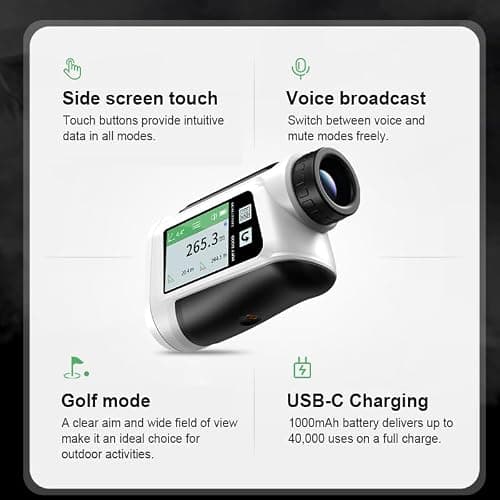 Golf Rangefinder with Slope and Side Color Display, Voice Output - 1000 Yards Laser Range Finder for Golf, Caddie Assistance - Thumbnail 3