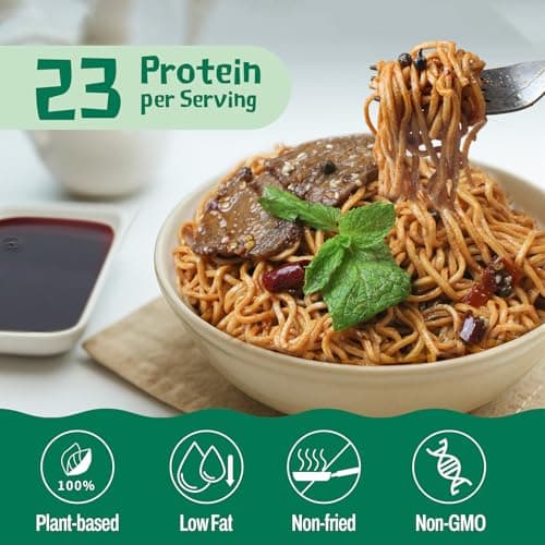 KONJOY High Protein Ramen (23g), Plant-Based Vegan Ramen Noodles with Sichuan Mala Sauce, Non-GMO, Non-Fried, Low Fat, High-Protein Healthy Meal – 5 Pack - Thumbnail 3