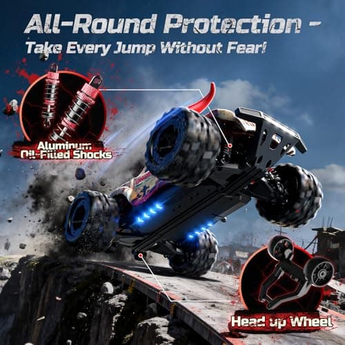 DEERC 9311E 1/18 All Terrain Fast RC Cars for Adults 40KPH,4WD Electric Off-Road Remote Control Monster Truck,2.4Ghz High Speed Car,Waterproof Monster Truck with 2 Batteries for Boys & Kids - Thumbnail 4