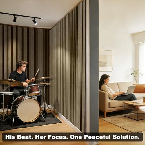 Acoustic Wall Panels, 2 Pack Wood Slat Wall Panel, Soundproof Wall Panels, 3D Textured Wall Decor for Ceiling and Wall, 47.2" x 23.6", in Walnut Finish - Thumbnail 5