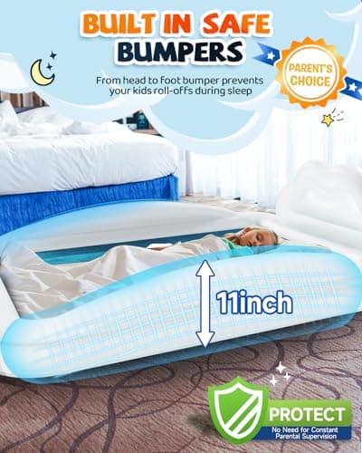 CHERIMOR Toddler Air Mattress with Electric Pump, Inflatable Toddler Travel Bed with Safety Sides, Portable Kids Blow Up Mattress for Travel, Camping Grandma Sleepovers Playing Air Bed, Gift for Kids - Thumbnail 3