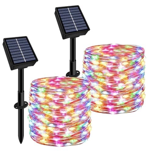 Solar String Lights Outdoor Waterproof 2 Pack Total 66ft 200LED 8 Modes Twinkle Lights Solar Fairy Lights for Patio, Garden Yard Party Wedding Tree Christmas Halloween Decoration, Multicolor - Image 1