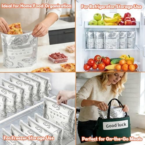 Ciawlro Reusable Aluminum Foil Sealable Storage Bags, 30Pcs Heavy-Duty Aluminum Foil Storage Sealing Bags for Food, Thick Durable Leakproof Stand-Up Freezer Bags for Meat, Fruit & Meal Prep(3 Sizes) - Thumbnail 6