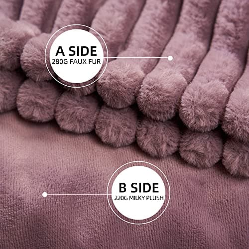 GOTCOZY Electric Blanket Heated Throw 50''X60''- Ribbed Faux Fur Heated Blanket with 4 Heating Level & 3 Hour Auto Off Heating Blanket, ETL&FCC Certified Machine Washable(Violet) - Thumbnail 2