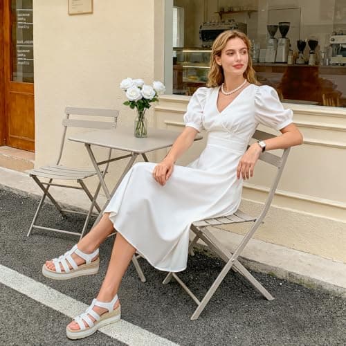 Athlefit Espadrille Low Wedge Sandals for Women Comfortable Casual Open Toe Platform Sandals for Summer Beach Vacation White, Size 9.5, SAPS2612W - Thumbnail 2
