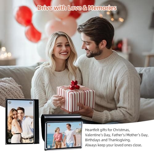 Car Picture Holder 2 Pack Magnetic Snap-On Sun Visor Photo Clip for Crystal-Clear Acrylic Frame for Family, Pets, Travel Pictures Car Decor Personalized Anniversary Accessories Gifts for Men Women - Thumbnail 6