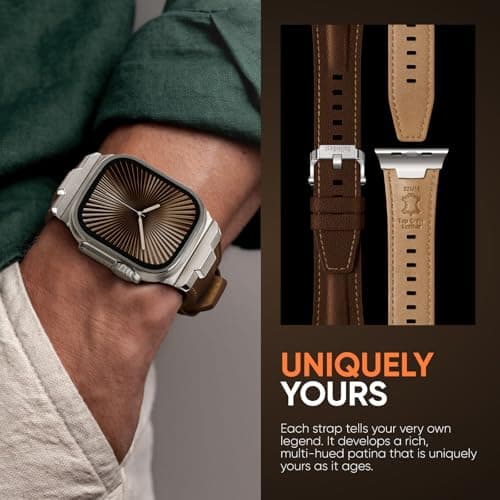 Suitisbest Leather Bands Compatible for Apple Watch Ultra Band 49mm 46mm 45mm 44mm 42mm, Genuine Leather Replacement Strap for iWatch Series 11 10 9 8 7 6 5 4 3 2 1, SE 3 2 1, Ultra 3 2 1 - Thumbnail 5