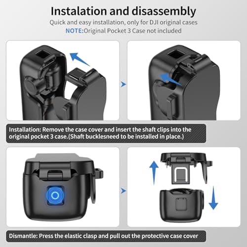 XIAOTJ Pocket 3 Cover Protective Case for DJI Osmo Pocket 3/Xtra Muse Accessories Gimbal Lens Screen Protector, Hard Cap Compatible with Pocket 3 Original Case, with Filter/TF Card Slots - Thumbnail 4