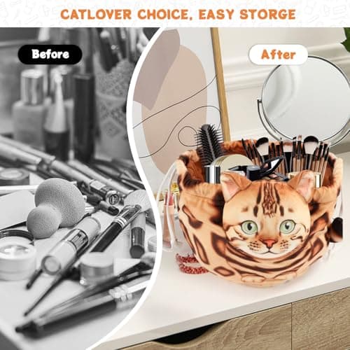 Openhaha Drawstring Travel Organizer, Cosmetic Pouch - Cat Gift, Lay Flat Makeup Bag Gifts for Cat Lovers - Thumbnail 5