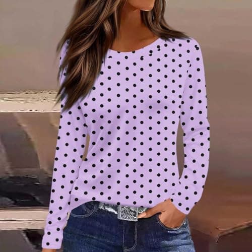 Womens Base Layer Tops Long Sleeve Fall Clothes Purple X-Large - Thumbnail 3