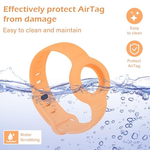 Airtag Bracelet for Kids Adjustable Airtag Watch-Style Wristband, Waterproof Silicone Airtag Holder, Compatible with Apple Airtag, 2-Pack / 8-Pack air tag Bracelet (Blue/Papaya 2 piece) - Thumbnail 3