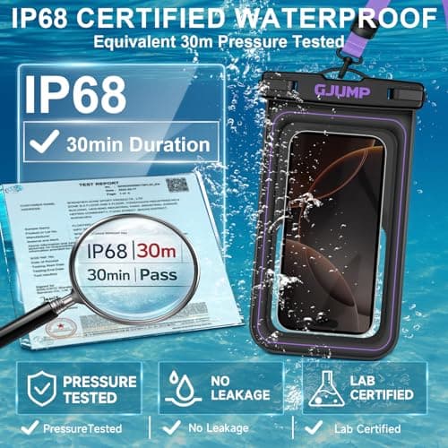 GJUMP Waterproof Phone Pouch Floating, 2 Pack IP68 Dry Bag Cell Phone Case - Thumbnail 3