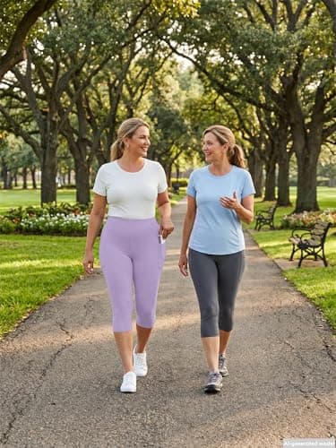 AusLook Plus Size Capri Leggings for Women with Pockets High Waisted Tummy Control Cropped Light Purple 5X Leggings Buttery Soft Stretch Casual Lounge Workout Pants - Thumbnail 2