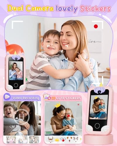 KOKODI Kids Smart Phone Toys, Birthday Gifts Unicorn Toddler Play Phone for Girls 3-10, Touchscreen HD Dual Camera Cell Phones for Kids, Travel Toys Preschool Learning Toy for Kid with 8GB SD Card - Thumbnail 4