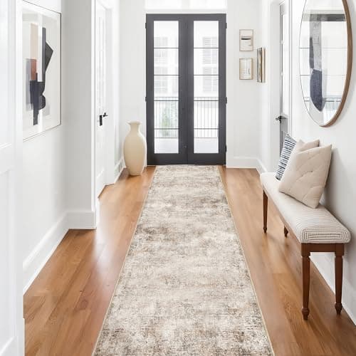 Ruicharm Non-Slip Runner Rugs for Hallway: 2x8 Washable Long Rug for Entryway Kitchen Bathroom Bedroom Indoor - Modern Abstract Home Decor Mat Carpet - Sandstone Beige Gray - Thumbnail 4