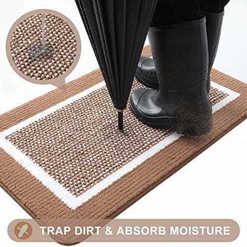 Colorxy Indoor Door Mat, Non-Slip Absorbent Resist Dirt Entrance Mat, Sturdy Low-Profile Inside Floor Carpet Mats, Washable Front Entry Doormats for Entryway, 47''x20'', Brown - Thumbnail 5