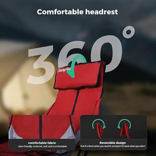 SUNNYFEEL High Red Camping Chair for Adults, Lightweight Camping Chair Support 250 lbs Heavy Duty, Compact Folding Chair Design, Portable & Collapsible Camping Chairs for Outdoor, Camp, Beach, Picnic - Thumbnail 6