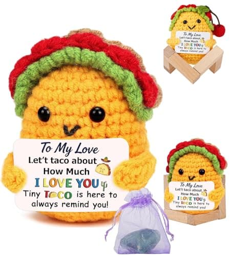 Gifts for Him Her, Positive Crochet Animals with Fragrance, Card Conten: to My Love, Let's Taco 'Bout How Much I Love You! Tiny Taco is Here to Always Remind You! Encouragement Gifts for Women Men - Image 1