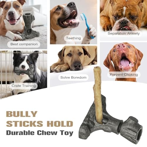 Bully Stick Holder for Dogs, Tough Chew Toy for Aggressive Chewers, Anti-Choking Dog Stick Holder Made of Food-Grade Nylon & Coffee Wood Fiber, Dishwasher Safe Durable Dog Toy for Large Dogs - Thumbnail 2