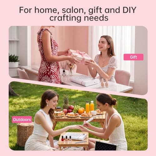 CHRISTINE SHELLY Nail Dust Collector, Bling Diamond Cordless Rechargeable 5000RPM Vacuum Nail Tech Fan Extractor, Professional Nail Duster Suction, Low Noise, Salon&Home - Thumbnail 6