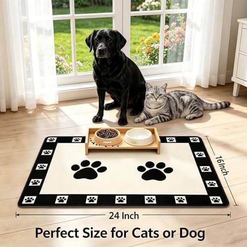 Dog Food Mats for Floors, Absorbent and Quick-Drying Cat Food Mat 24"x16" Easy Clean Pet Feeding Mat, Eating Mat for Messy Drinking Water - Thumbnail 3