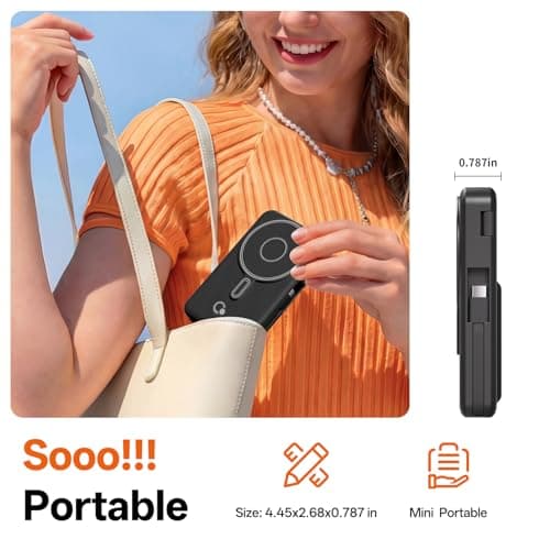 Q Magnetic Portable Charger 10,000mAh, Travel Essentials Wireless Power Bank with Built-in Cables & Foldable Stand, External Battery Pack Compatible with iPhone 17/16/15/14/13/12, Apple Watch - Thumbnail 6