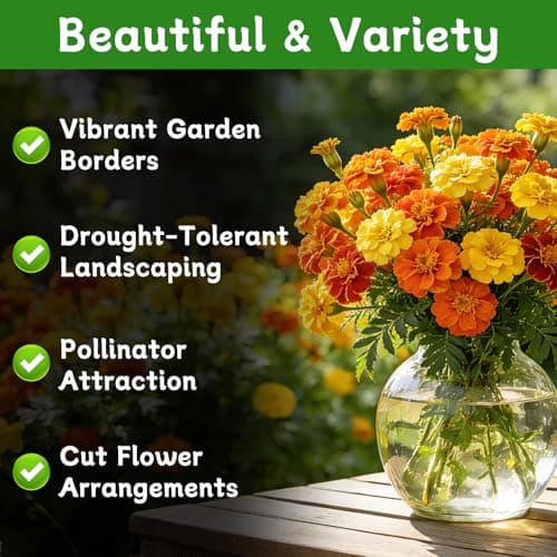 LUOJIBIE French Marigold Seeds for Planting Outdoors, Giant Marigold Flowers Seeds Bulk for 2026, Over 4,000+ Seeds Prolific Blooms, Ideal for Vibrant Pollinator Gardens - Thumbnail 2