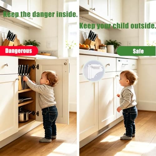 20 Pack Vkania Magnetic Cabinet Locks Child Safety with 2 Keys - Baby Proof Adhesive Latches for Kitchen Cabinets & Drawers, No Drilling Easy Installation (20 Locks + 2 Keys) - Thumbnail 2